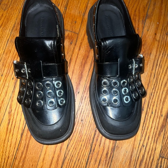 Alexander McQueen Other - Alexander McQueen Black Leather Loafers with Silver Eyelets